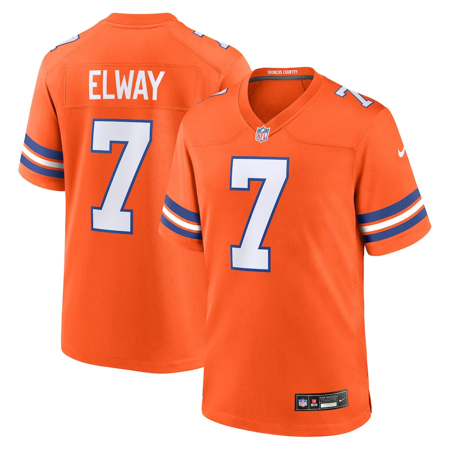 John Elway 7 Denver Broncos Mile High Collection 1977 Throwback Retired Player Game Men Jersey - Orange Js3277