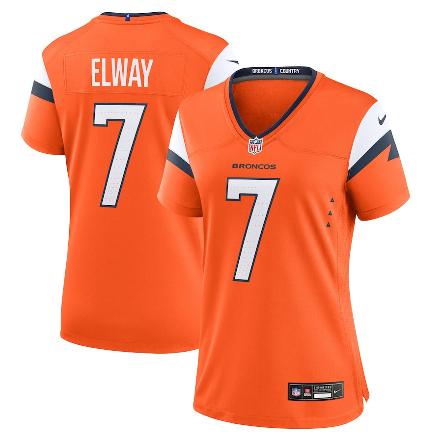 John Elway 7 Denver Broncos Retired Women Game Jersey - Orange Js4744