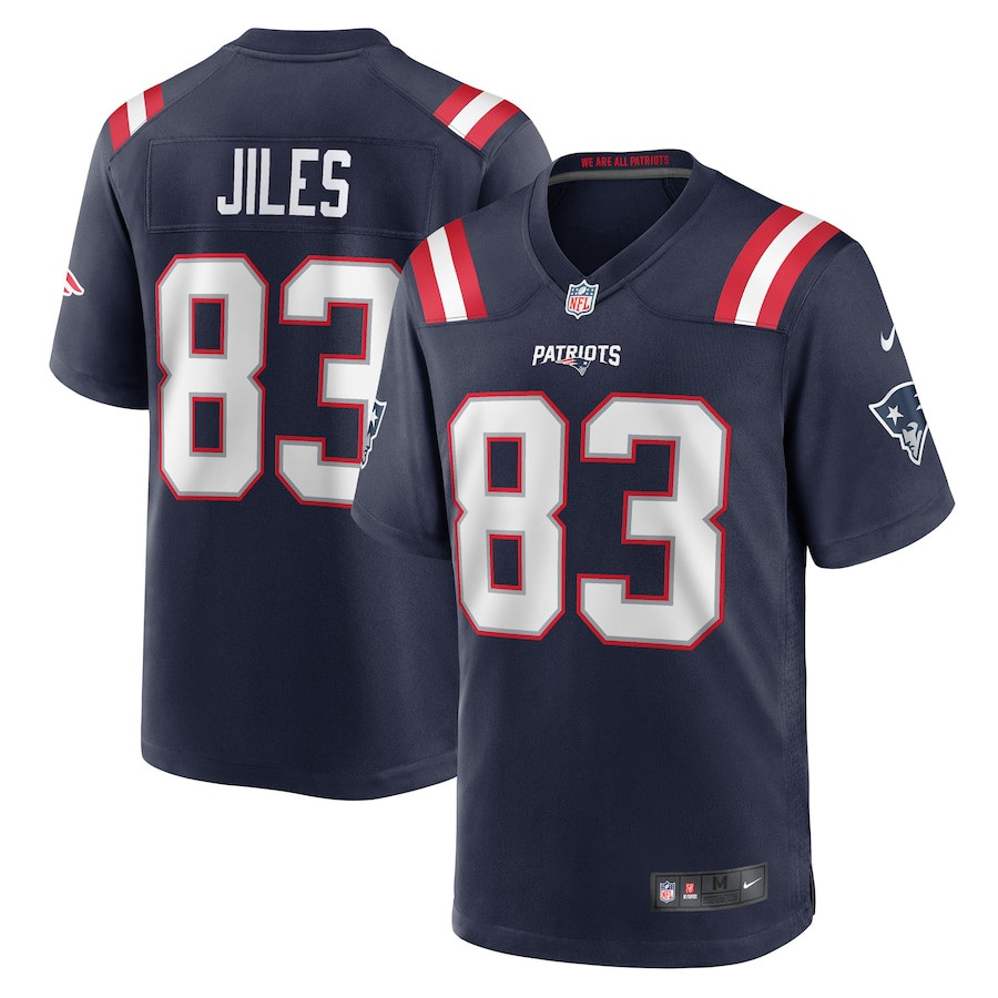 John Jiles 83 New England Patriots Team Game Men Jersey - Navy Js2954