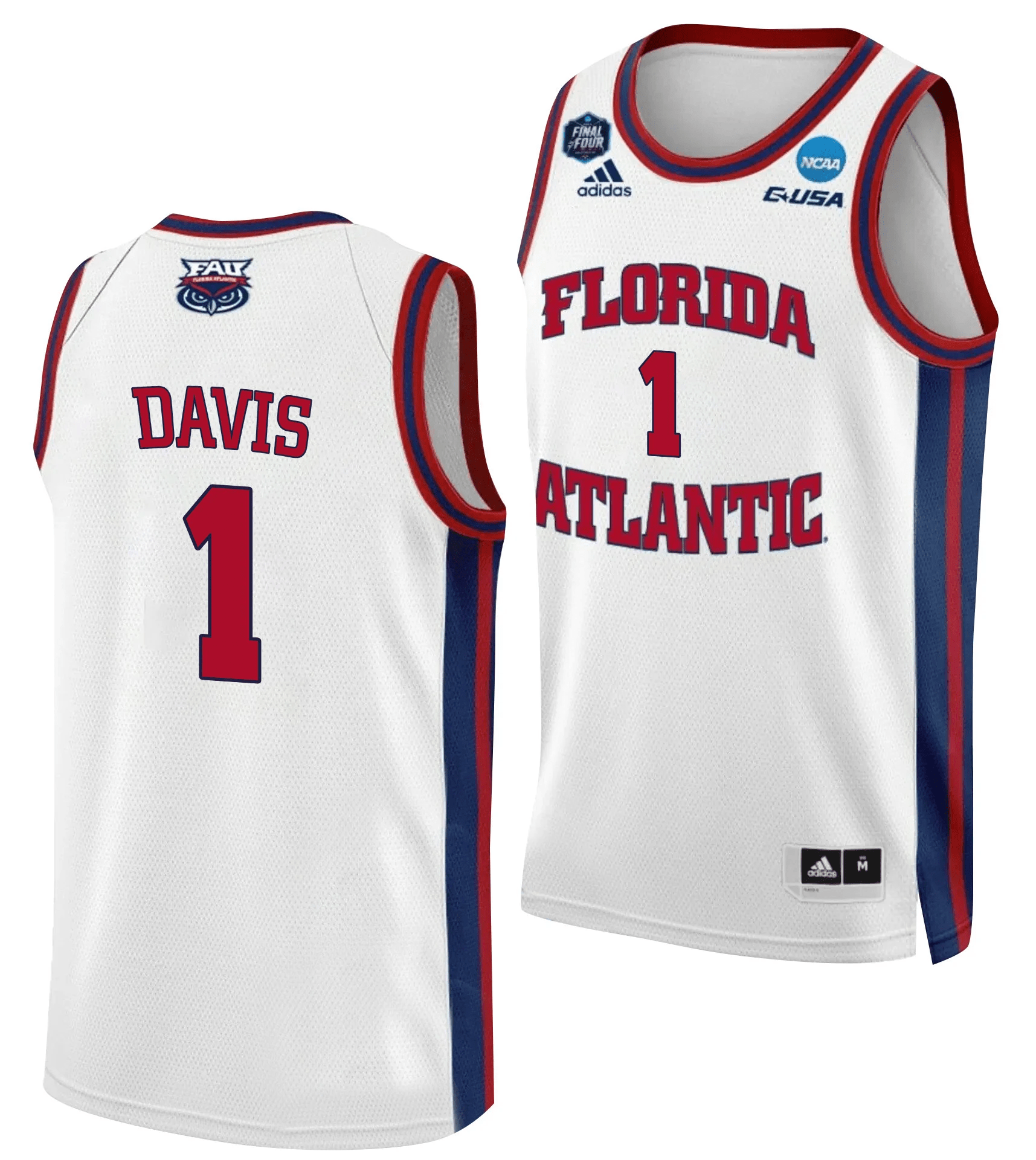 Johnell Davis 1 Fau Owls 2023 Final Four Basketball Men Jersey- White