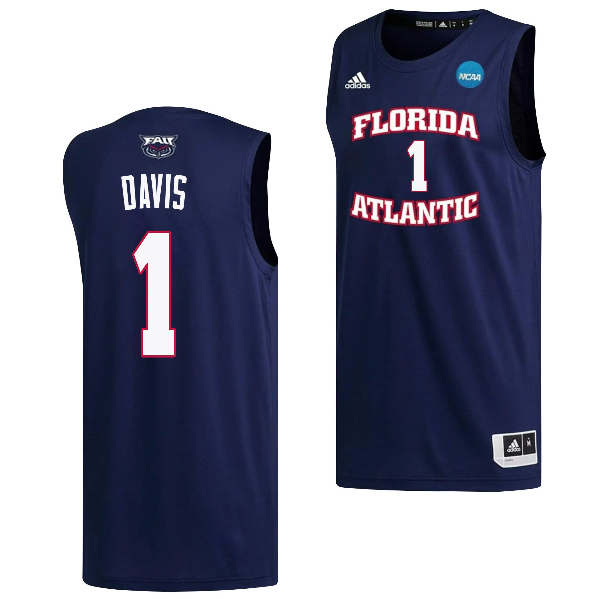 Johnell Davis 1 Fau Owls 2023 March Madness Basketball Men Jersey- Navy