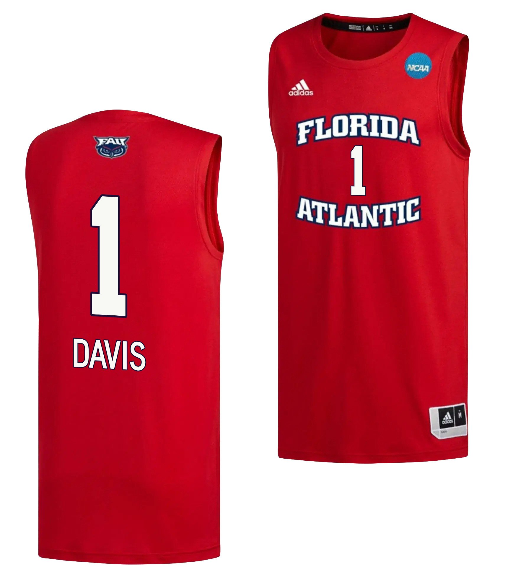 Johnell Davis 1 Fau Owls 2023 March Madness Basketball Men Jersey- Red