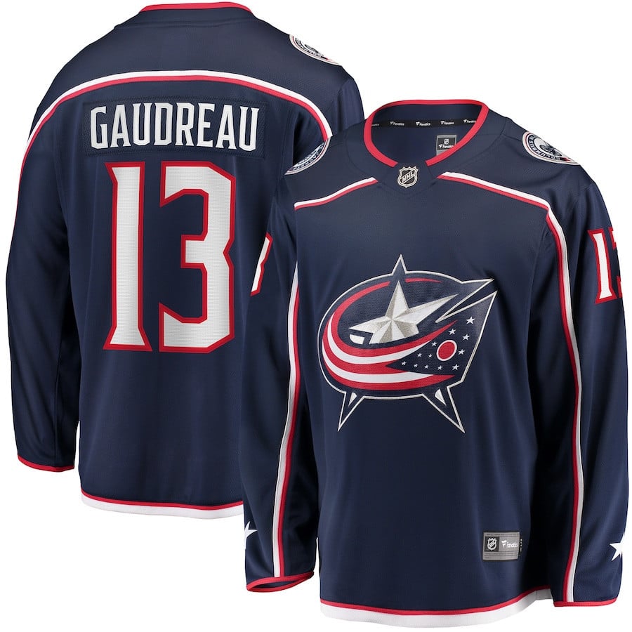 Johnny Gaudreau 13 Columbus Blue Jackets Navy Breakaway Jersey - Men's