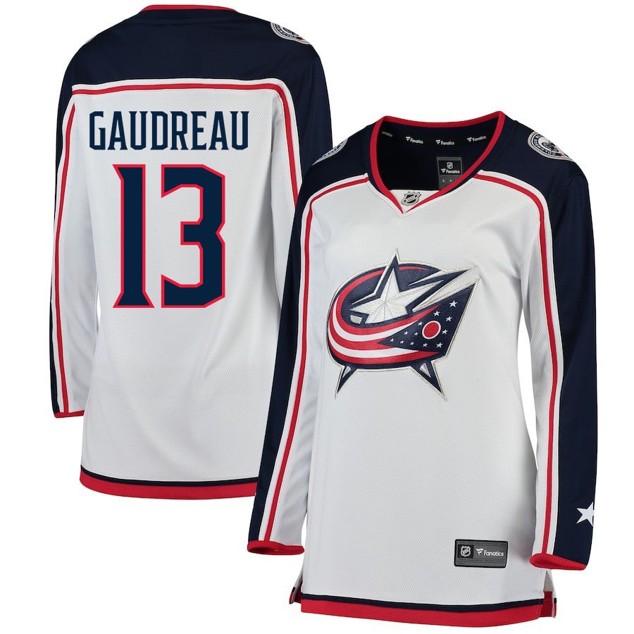 Johnny Gaudreau 13 Columbus Blue Jackets Women's Prime Green Away Jersey - White