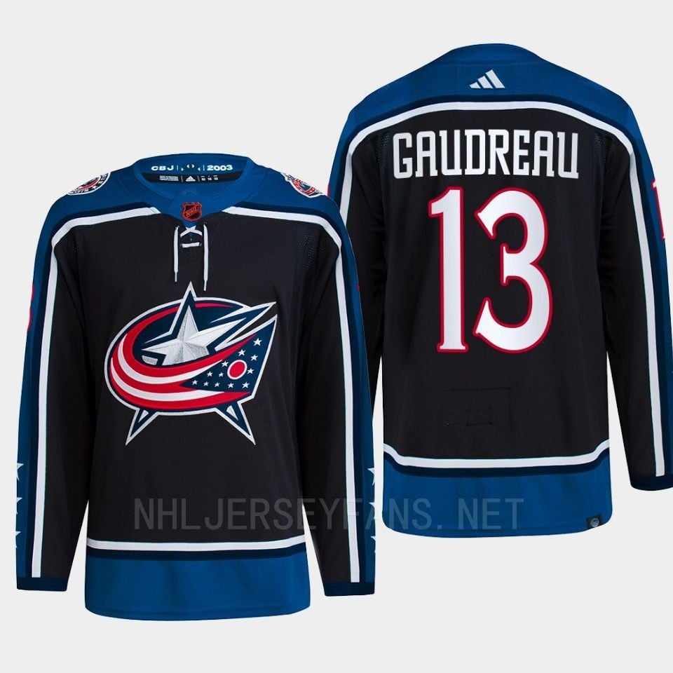 Johnny Gaudreau 13 Reverse Retro 2.0 2022 Columbus Blue Jackets Navy Jersey Primegreen