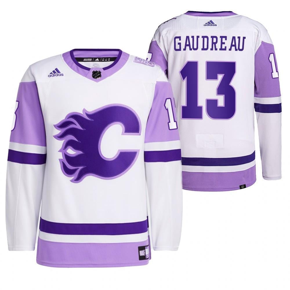 Johnny Gaudreau 2021 Hockeyfightscancer Calgary Flames White 13 Primegreen Jersey