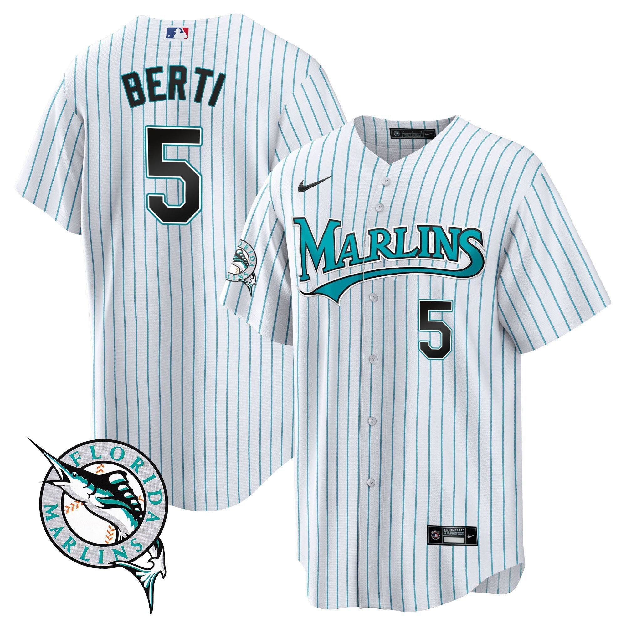 Jon Berti 5 Miami Marlins Throwback Men Jersey - White