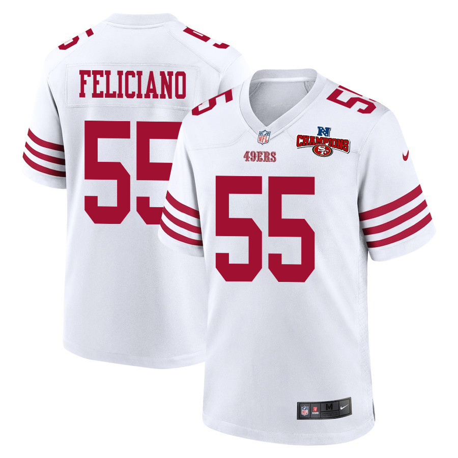 Jon Feliciano 55 San Francisco 49ers Nfc Champions Patch Game Men Jersey - White Js7350