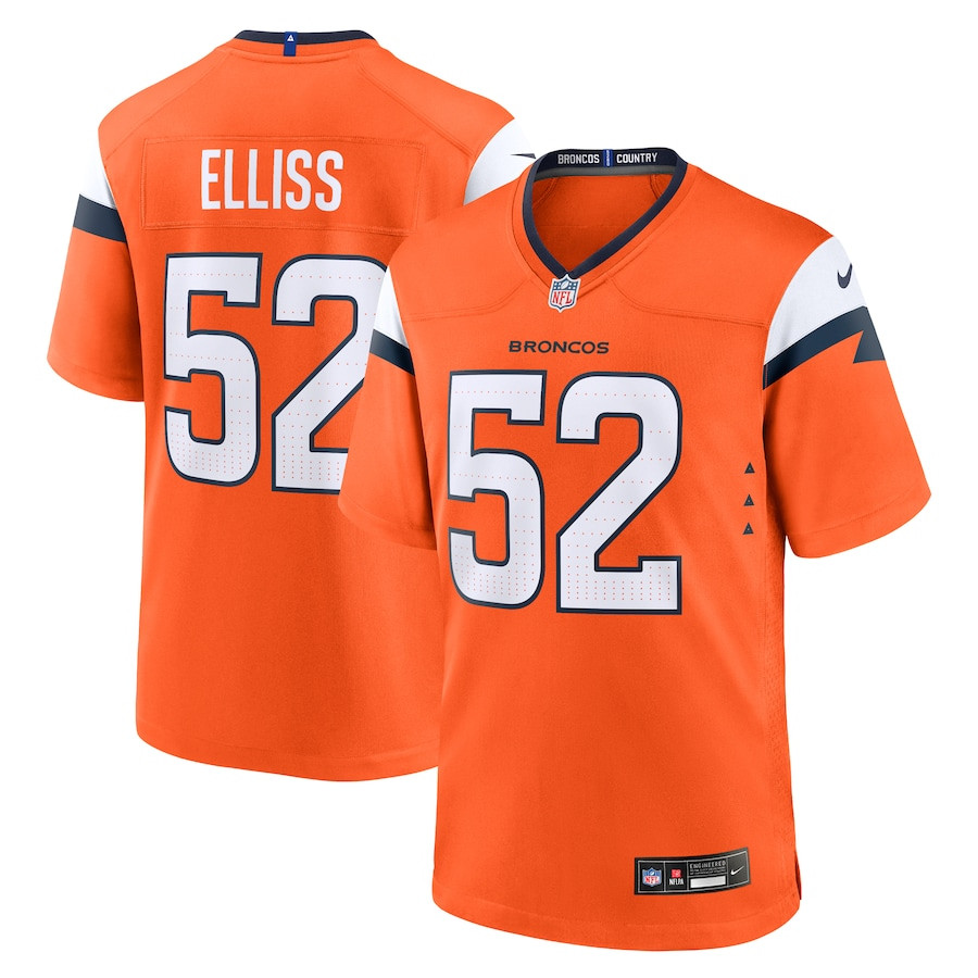 Jonah Elliss 52 Denver Broncos Team Game Men Jersey - Orange Js7393