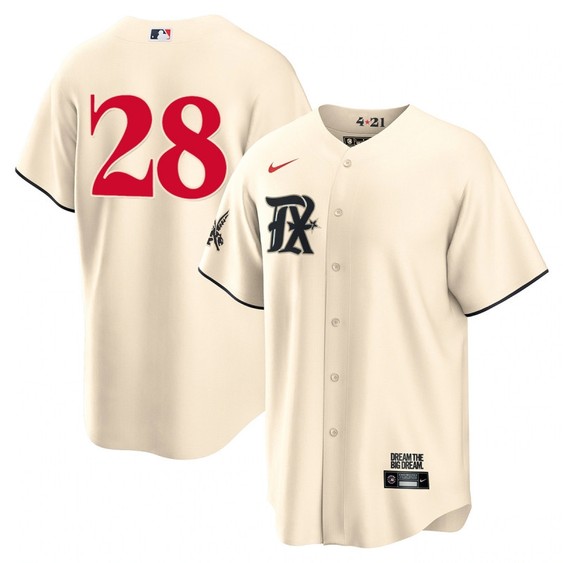 Jonah Heim 28 Texas Rangers 2023 City Connect Game Jersey - Cream
