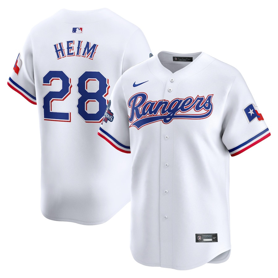 Jonah Heim 28 Texas Rangers Home 2023 World Series Champions Limited Men Jersey - White