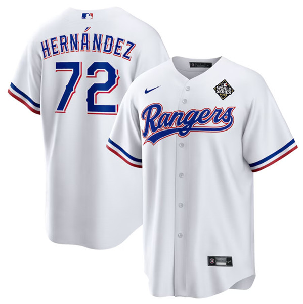Jonathan Hern?ndez 72 Texas Rangers 2023 World Series Stitched Baseball Jersey - White