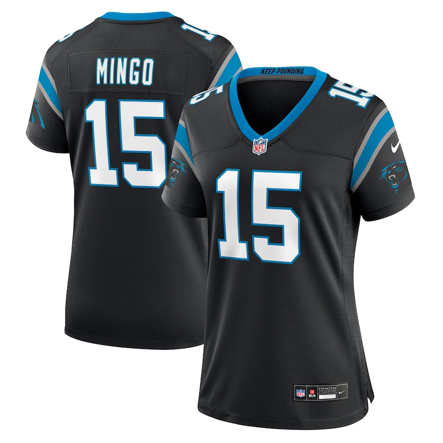 Jonathan Mingo 15 Carolina Panthers Women's Game Jersey - Black Js9246