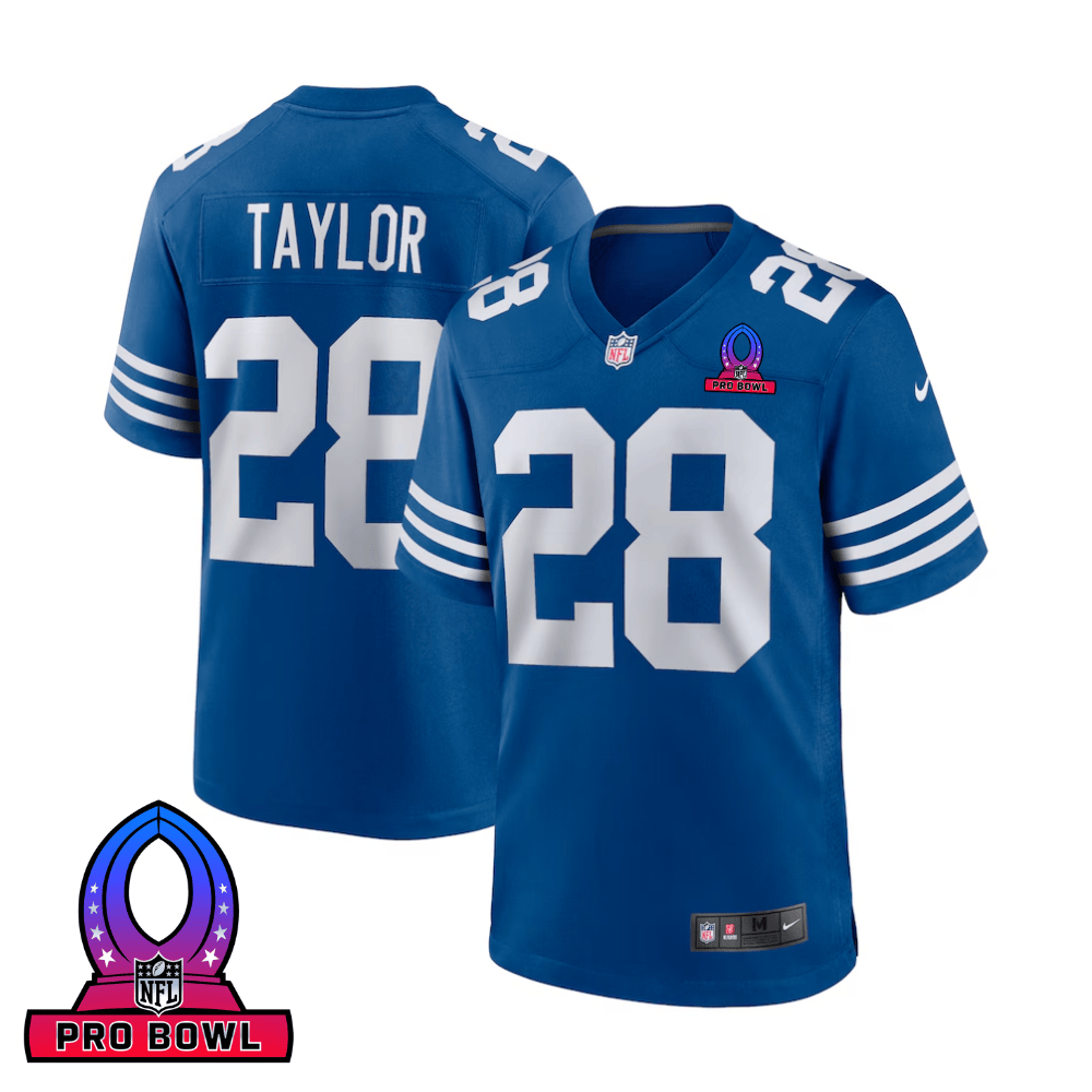 Jonathan Taylor 28 Indianapolis Colts 2025 Pro Bowl Patch Game Men Jersey - Royal Js3387
