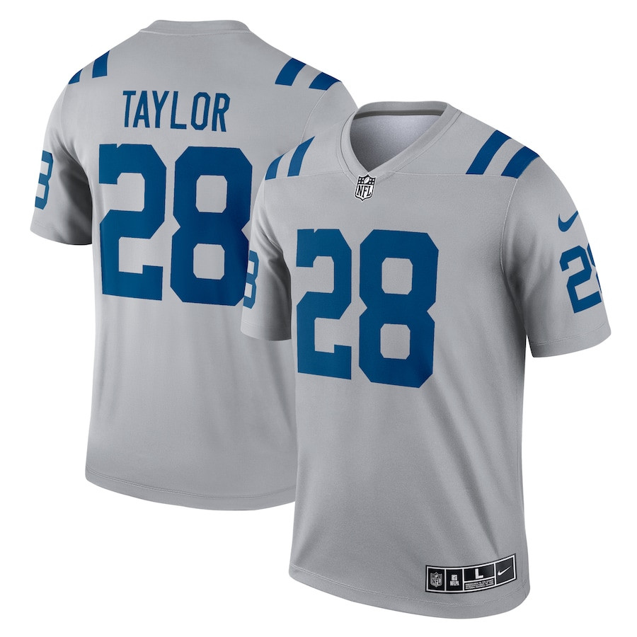 Jonathan Taylor 28 Indianapolis Colts Men Inverted Legend Jersey - Gray Js4563