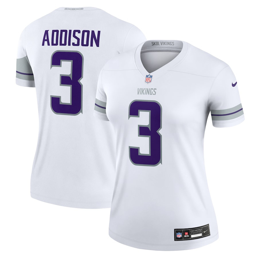 Jordan Addison 3 Minnesota Vikings Women's Alternate Legend Jersey - White Js6316