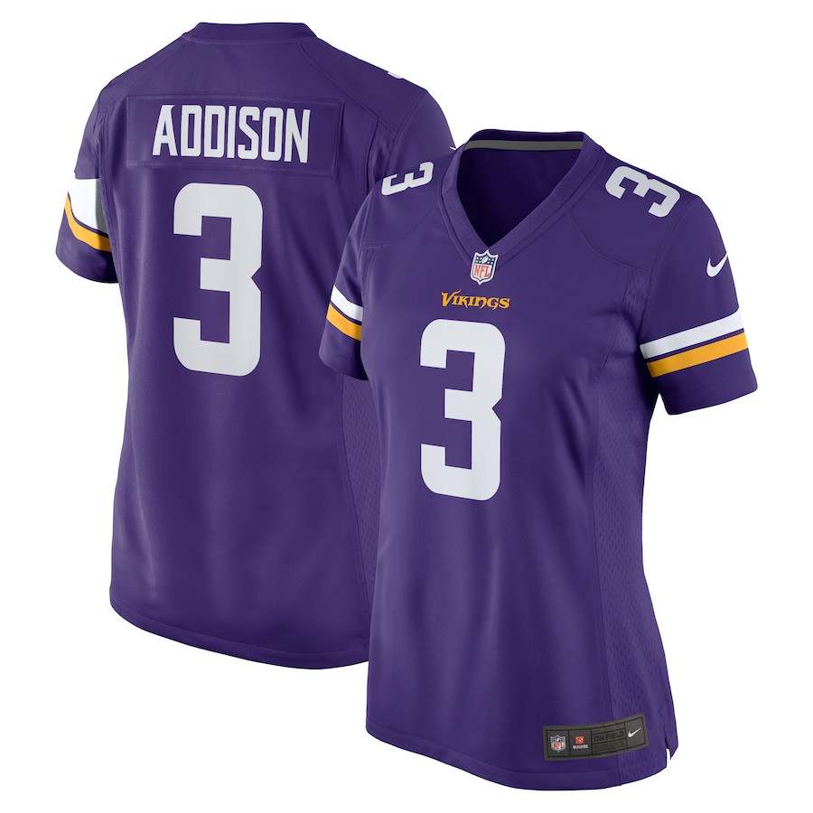 Jordan Addison 3 Minnesota Vikings Women's Game Jersey - Purple Js6023
