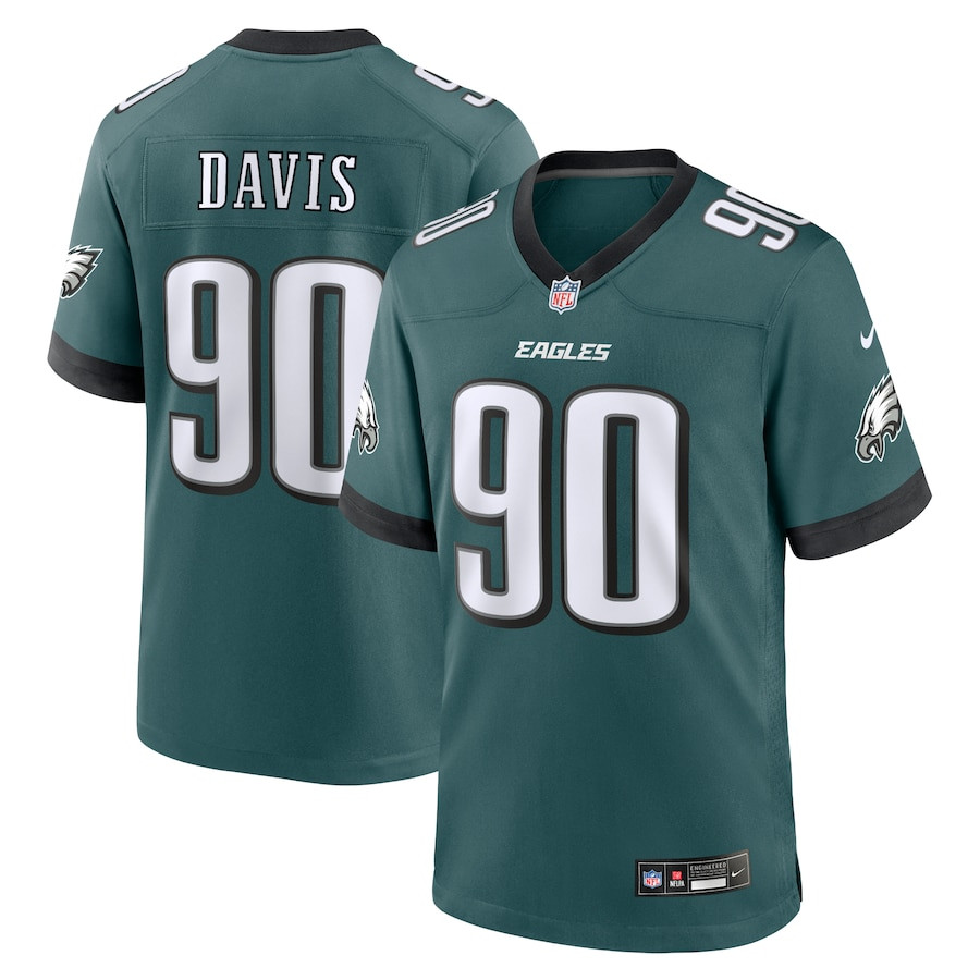 Jordan Davis 90 Philadelphia Eagles Team Game Men Jersey - Midnight Green Js8005