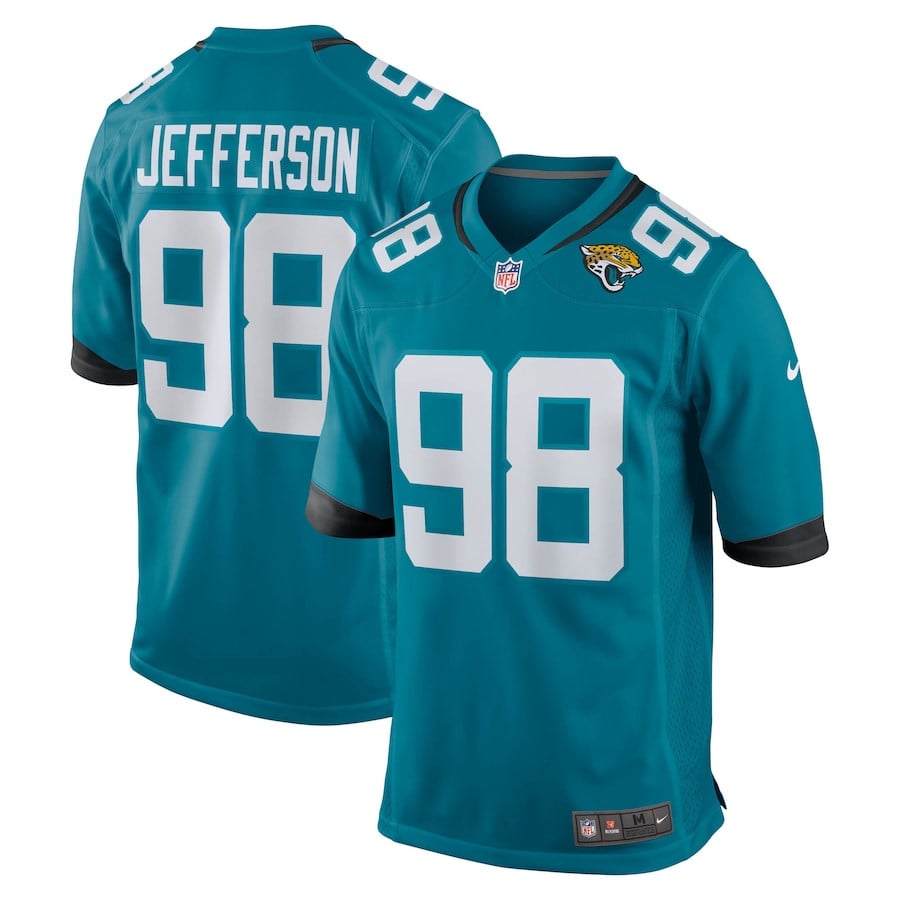 Jordan Jefferson 98 Jacksonville Jaguars Team Game Men Jersey - Teal Js8970