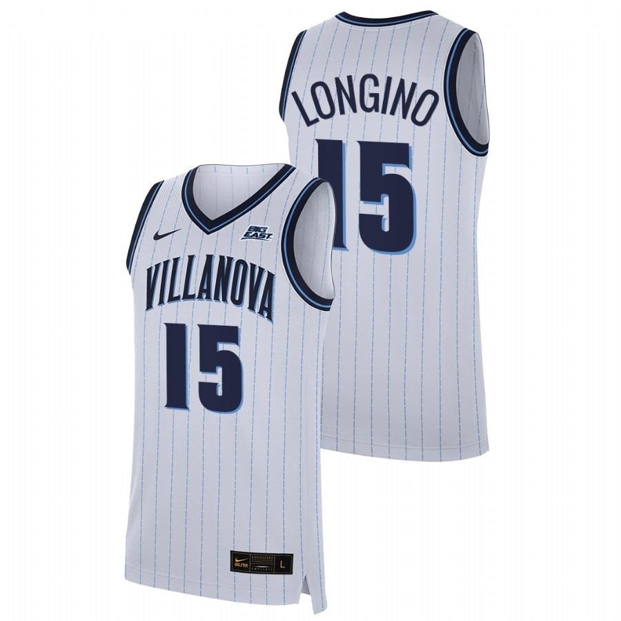Jordan Longino 15 White Villanova Wildcats 2023 Home College Basketball Jersey