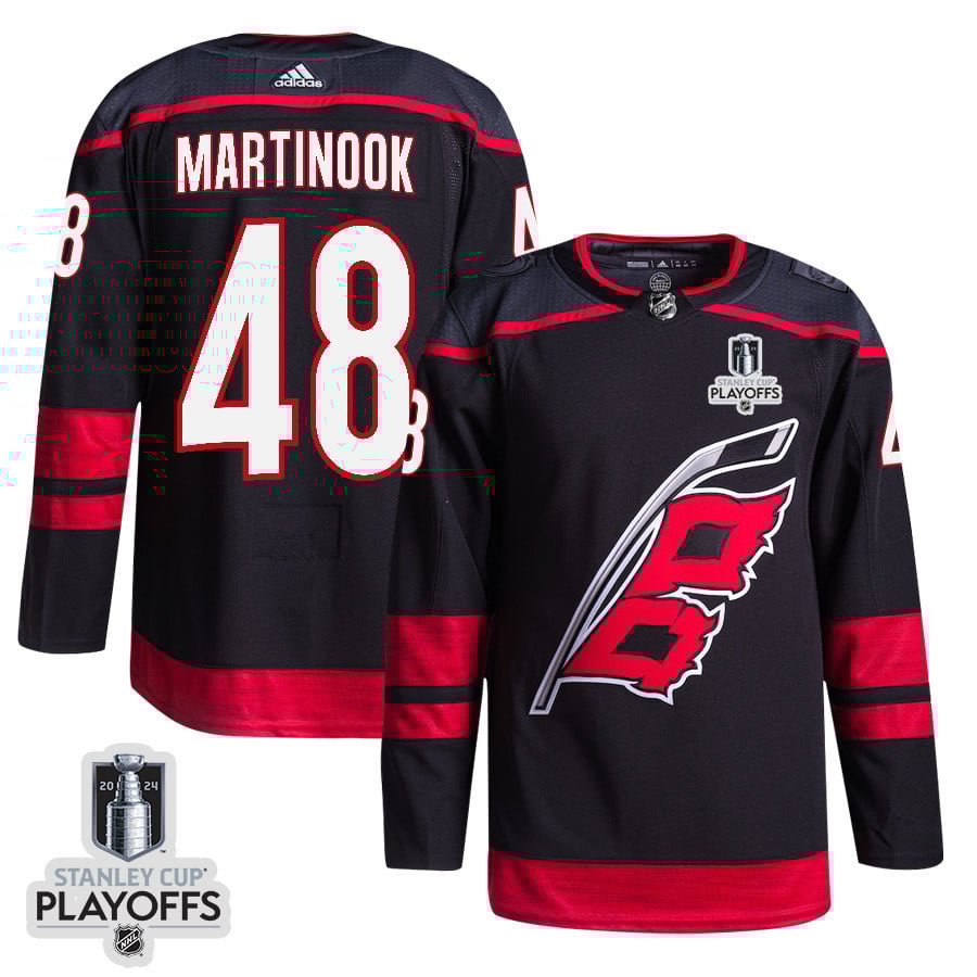 Jordan Martinook 48 Carolina Hurricanes 2024 Nhl Playoffs Patch Home Jersey - Men, Black