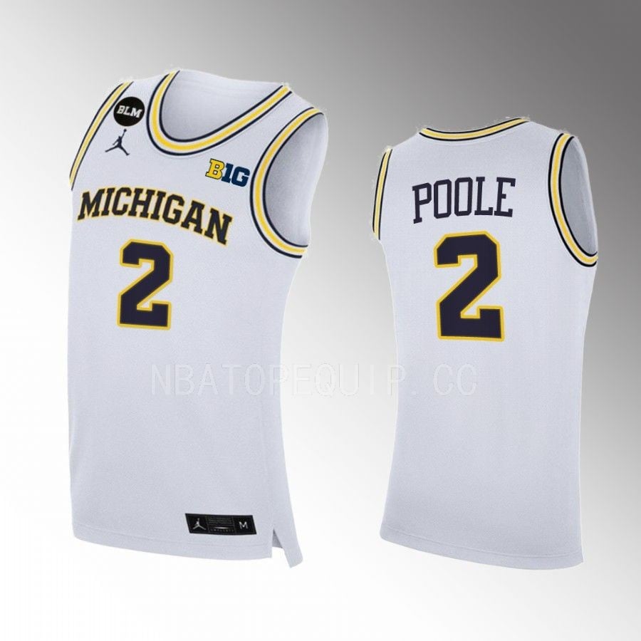 Jordan Poole 2 Michigan Wolverines White Jersey College Basketball