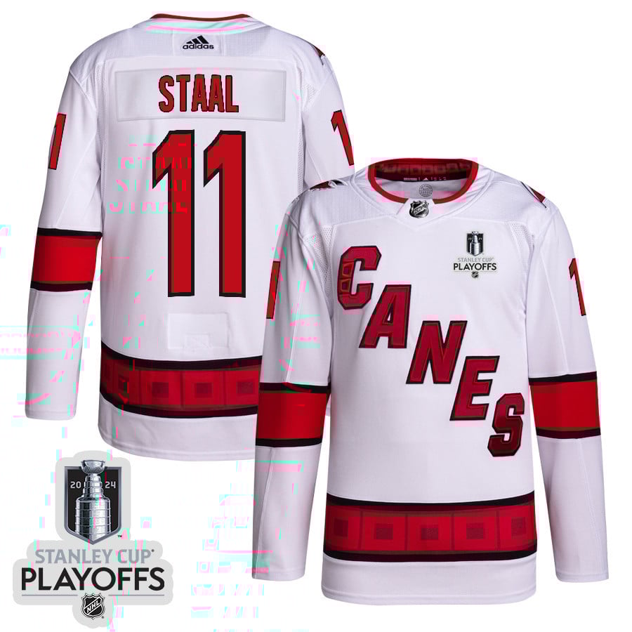 Jordan Staal 11 Carolina Hurricanes 2024 Nhl Playoffs Patch Away Jersey - Men, White