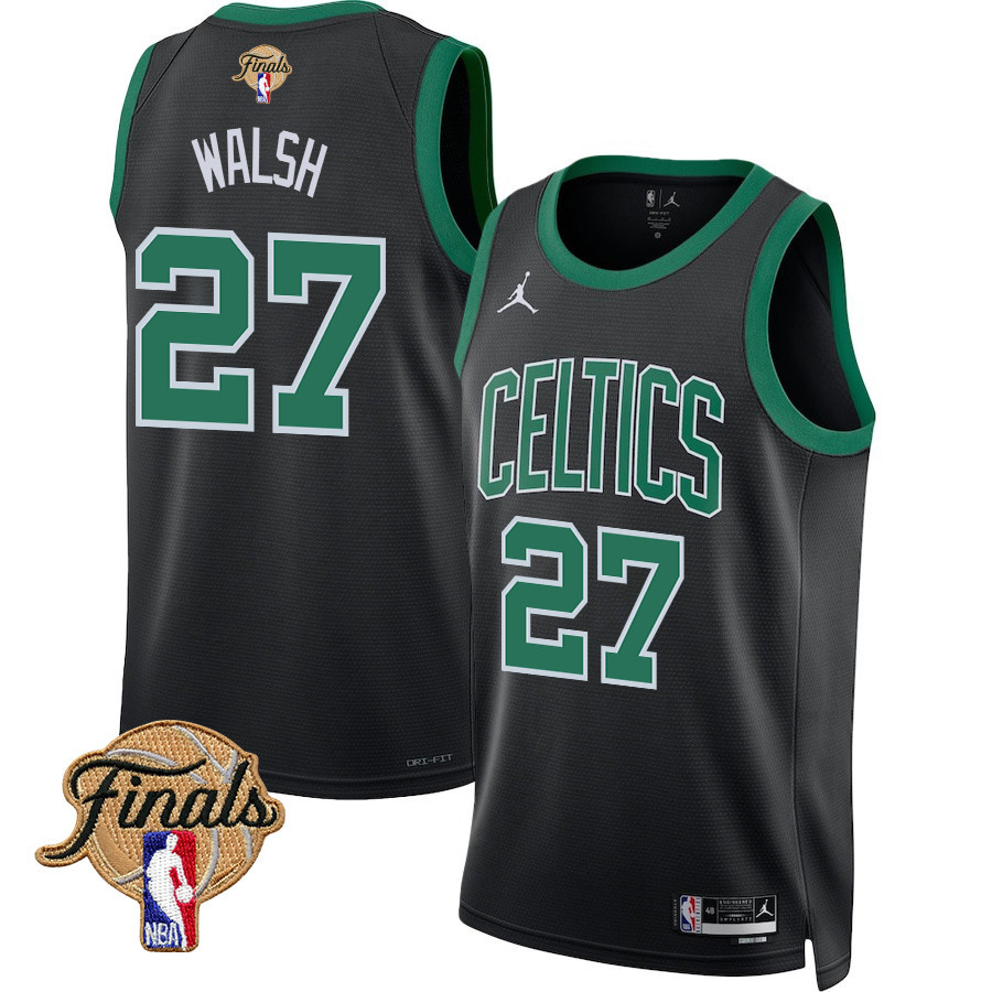 Jordan Walsh 27 Boston Celtics 2024 Finals Patch Swingman Jersey - Statement Edition - Black