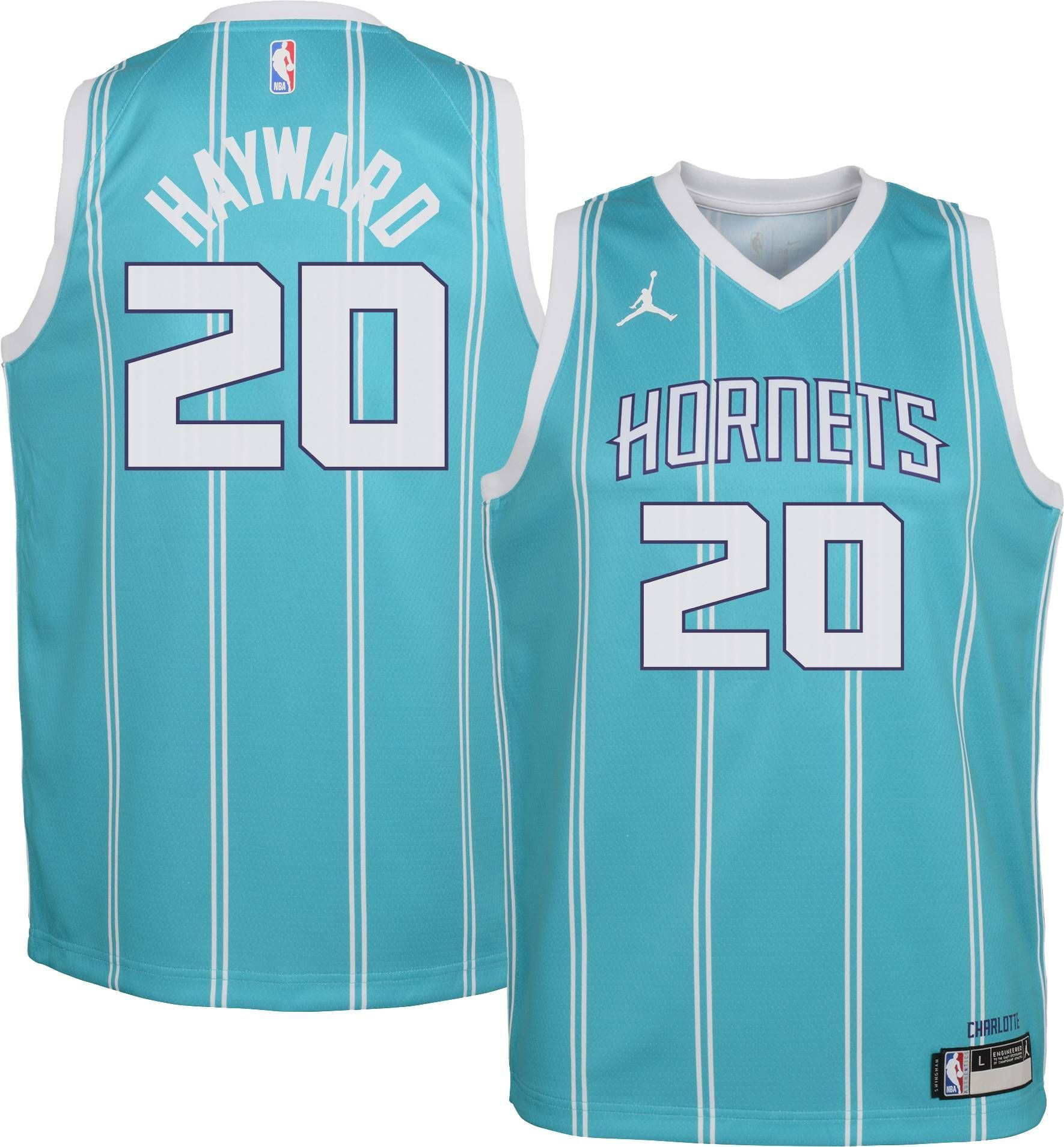 Jordan Youth Charlotte Hornets Gordon Hayward 20 Teal Dri-fit Swingman Jersey
