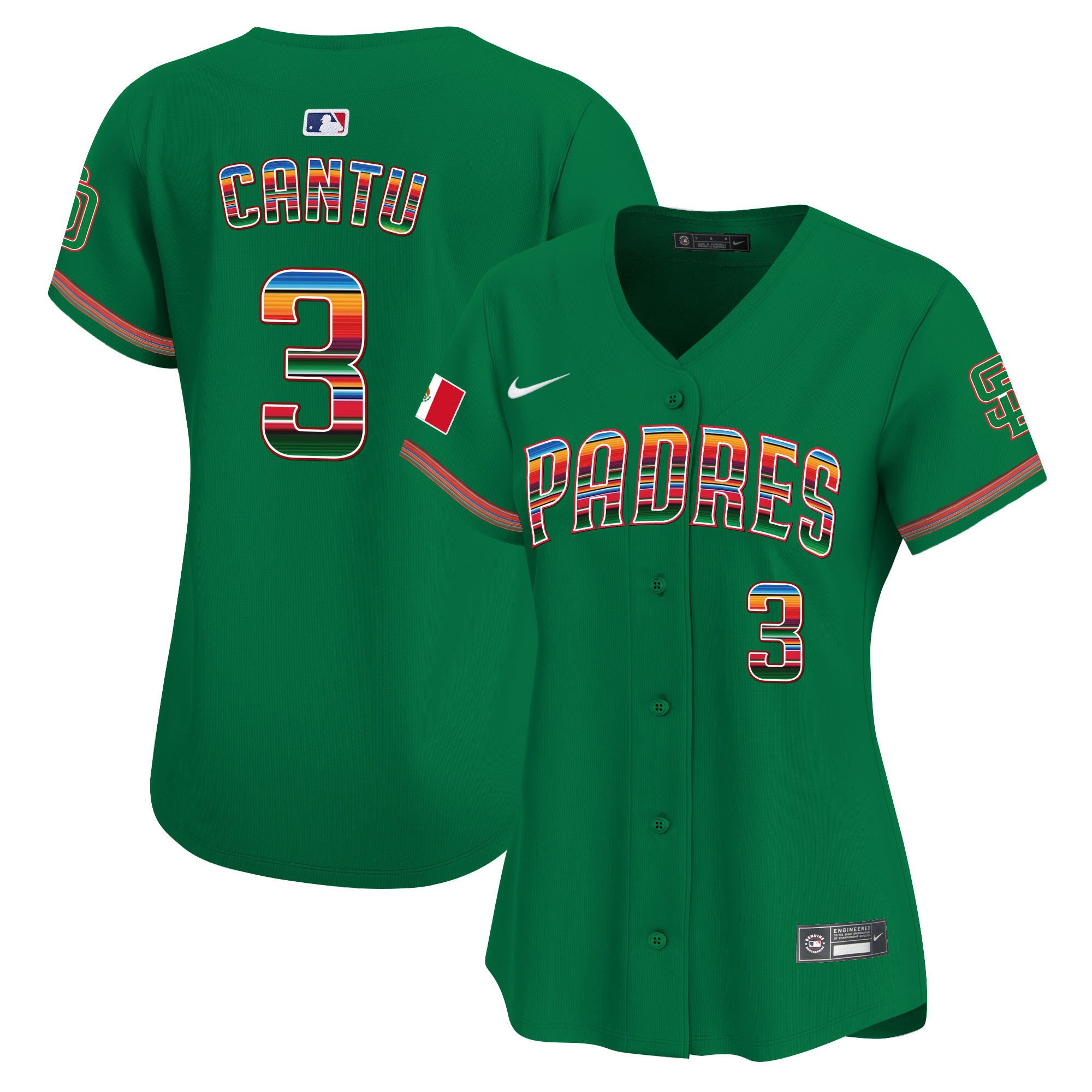 Jorge Cantu 3 San Diego Padres Mexico Women Jersey - Green