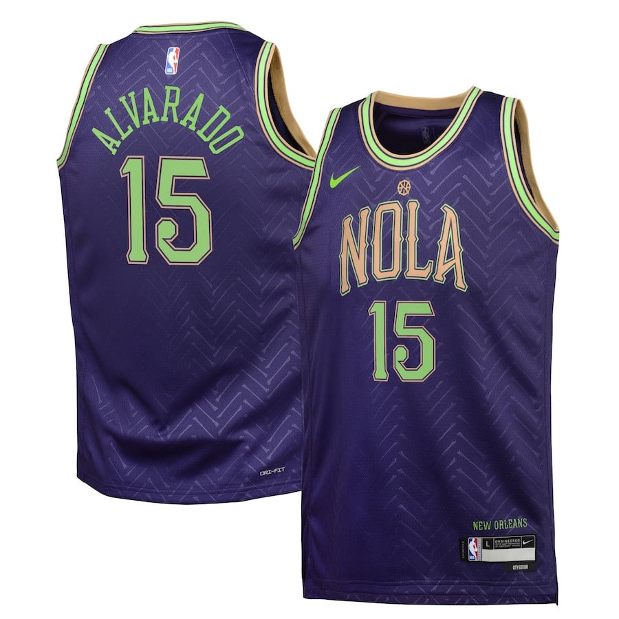 Jose Alvarado 15 New Orleans Pelicans 2024/25 Swingman Player Youth Jersey - City Edition - Purple