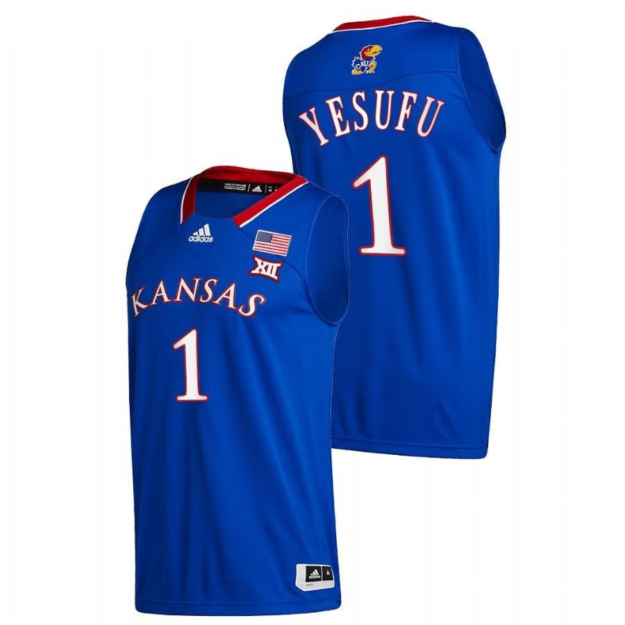 Joseph Yesufu 1 Blue Kansas Jayhawks 2023 Away College Basketball Jersey