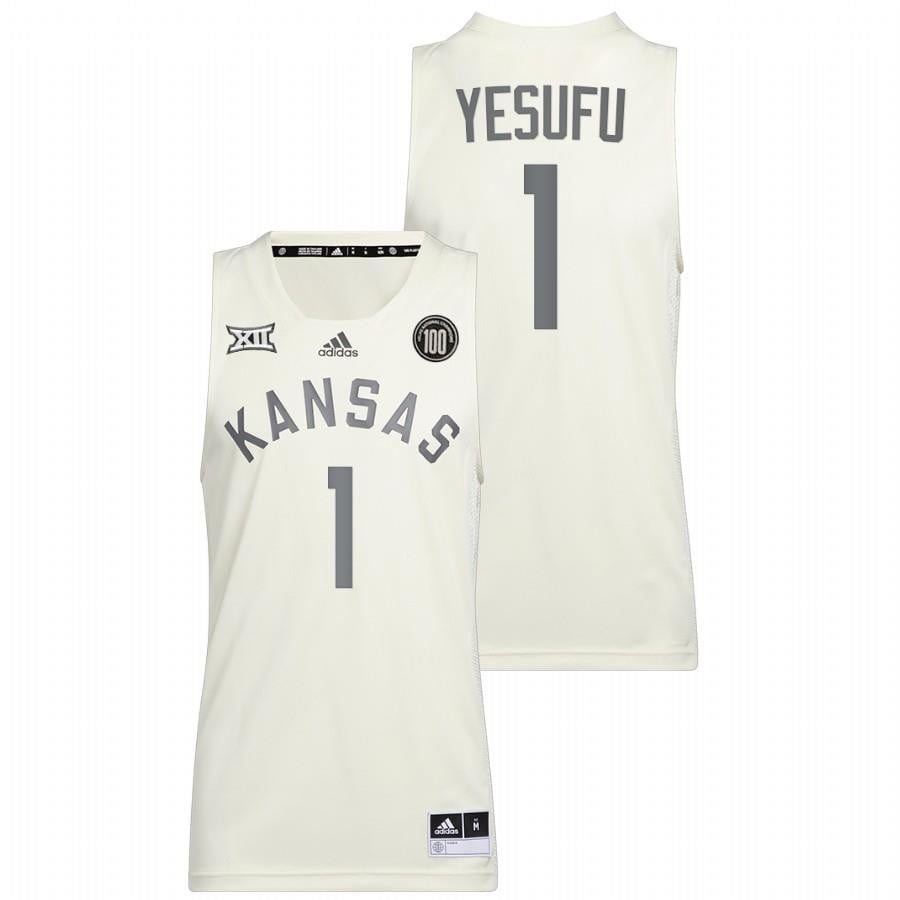 Joseph Yesufu 1 White Kansas Jayhawks 2022 College Basketball Reverse Retro Jersey