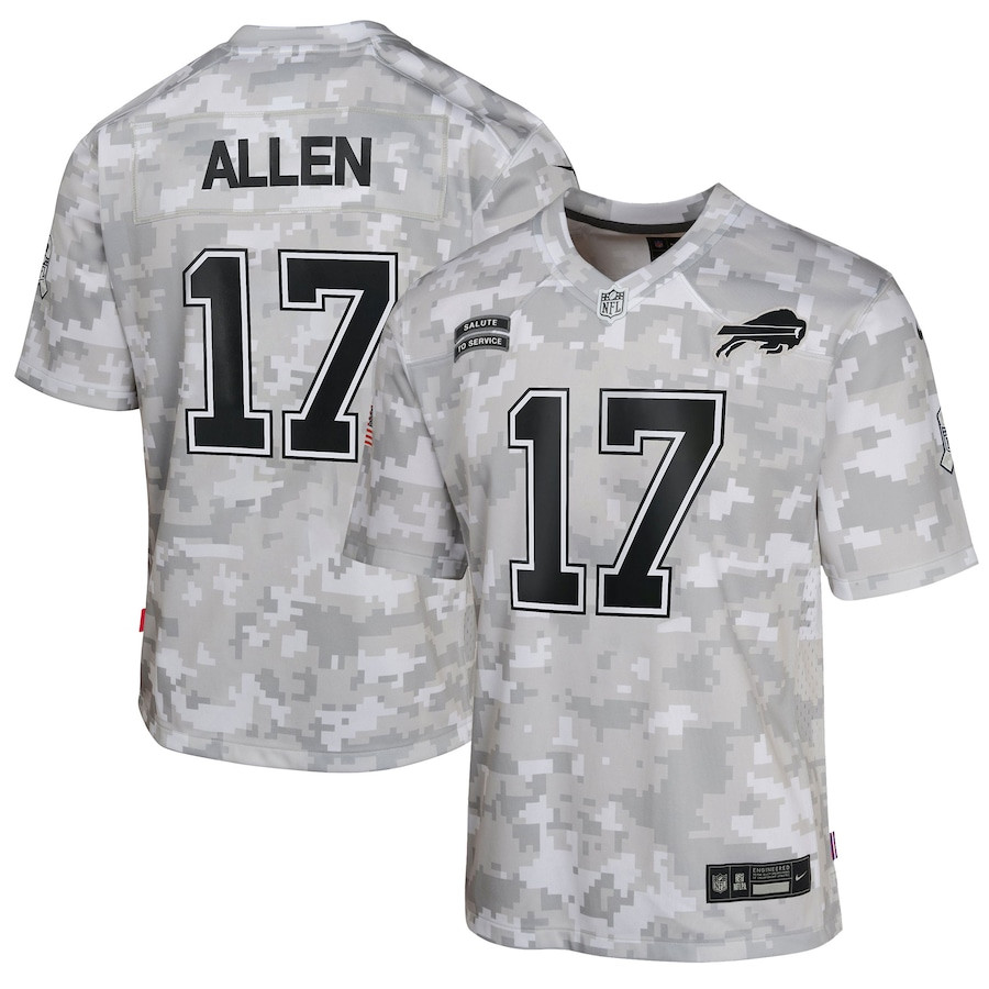 Josh Allen 17 Buffalo Bills 2024 Salute To Service Game Youth Jersey - Arctic Camo Js2489