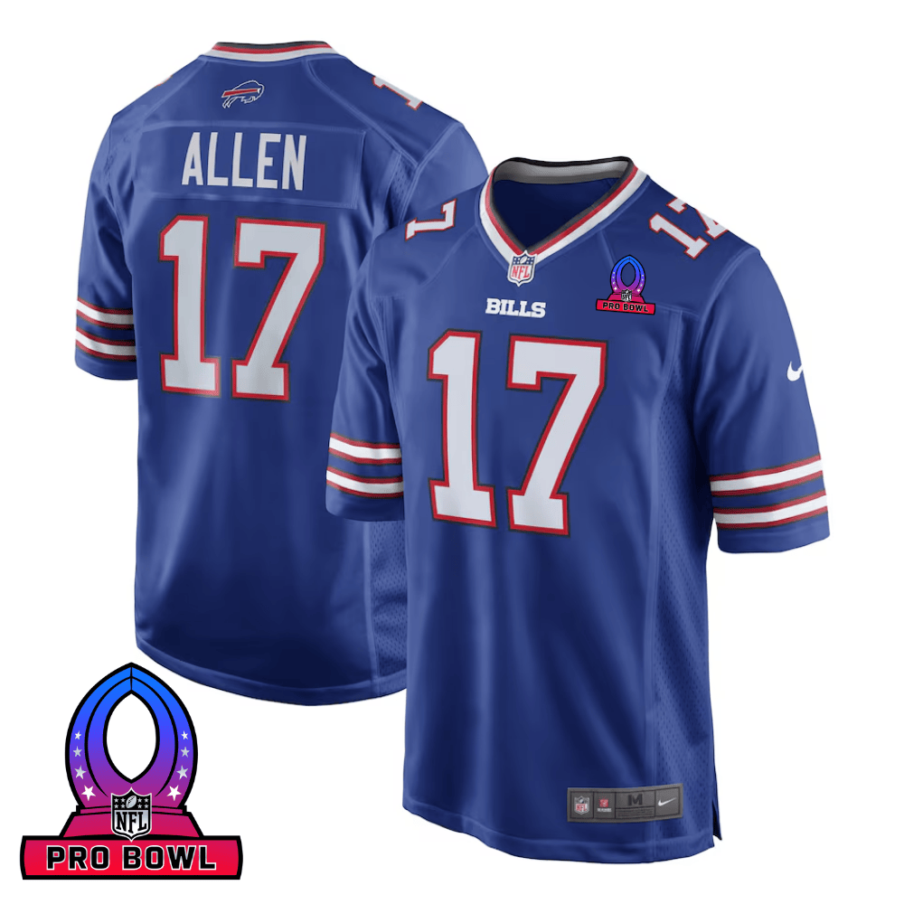 Josh Allen 17 Buffalo Bills 2025 Pro Bowl Patch Game Men Jersey - Royal Js4267