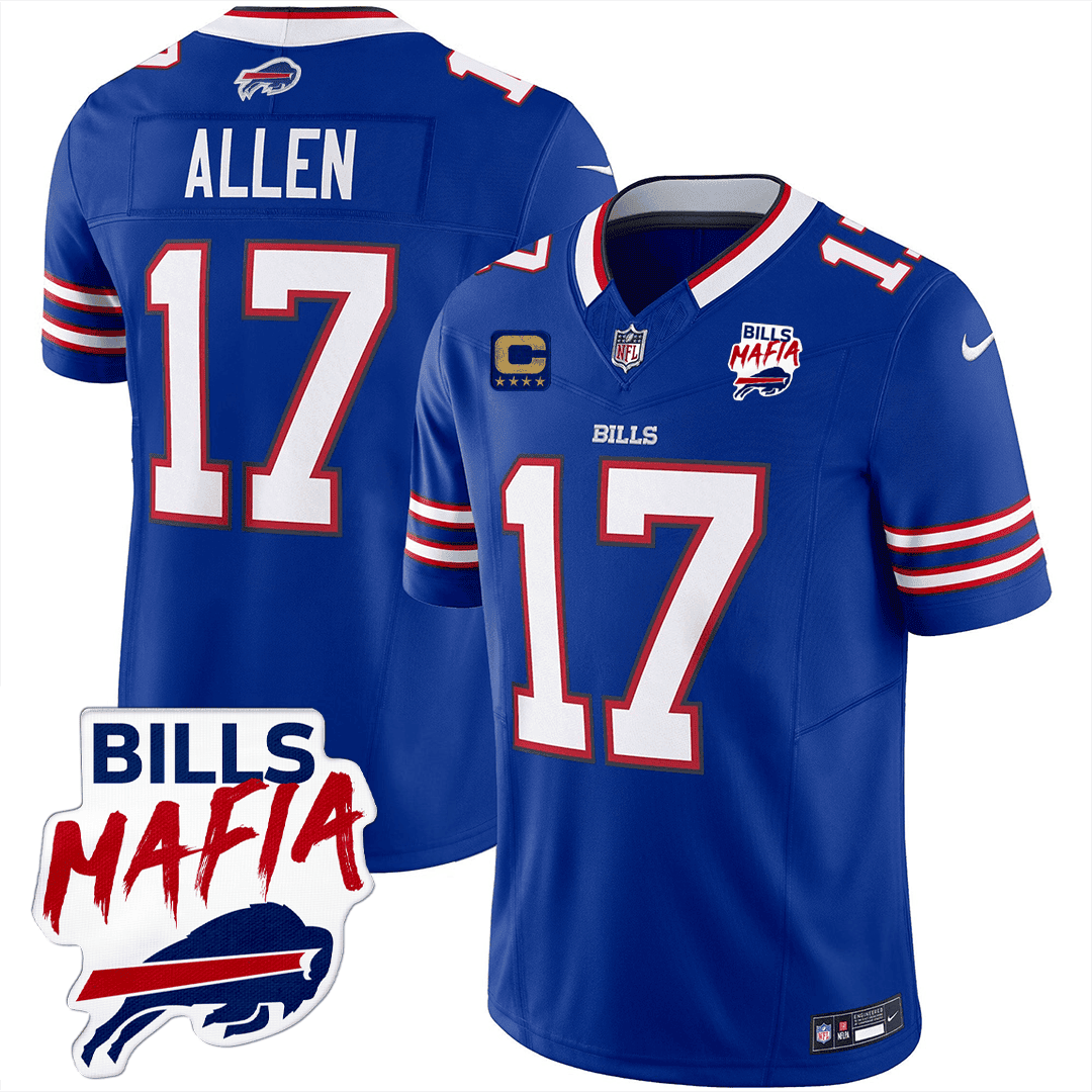 Josh Allen 17 Buffalo Bills Bills Mafia Patch Game Men Jersey - Royal Js7529