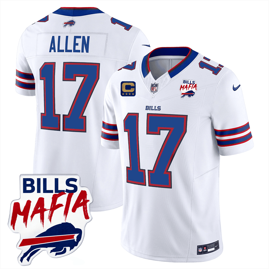 Josh Allen 17 Buffalo Bills Bills Mafia Patch Game Men Jersey - White Js2706