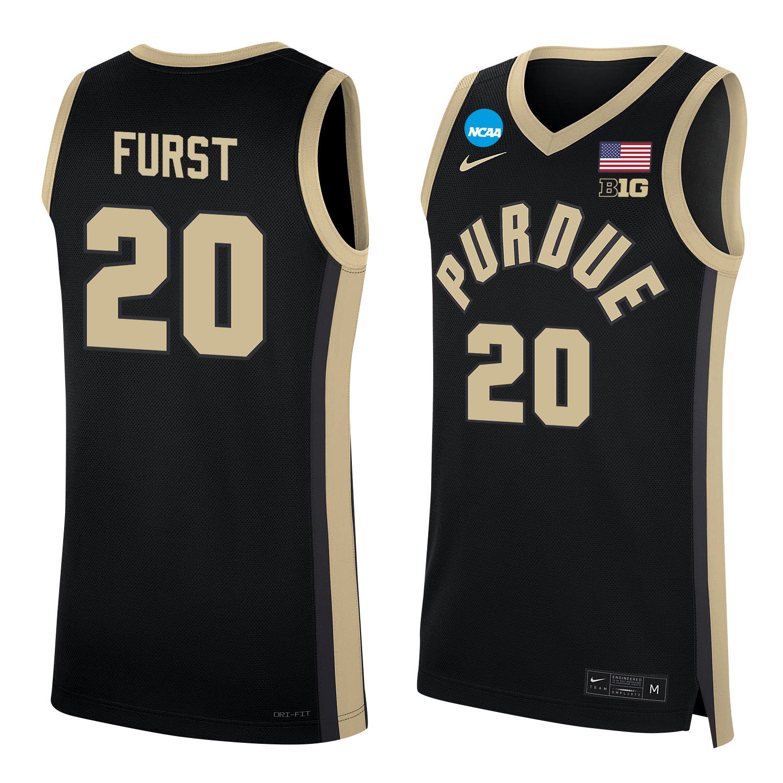 Josh Furst 20 Purdue Boilermakers 2024 Men's Basketball Jersey - Black, Unisex Jersey