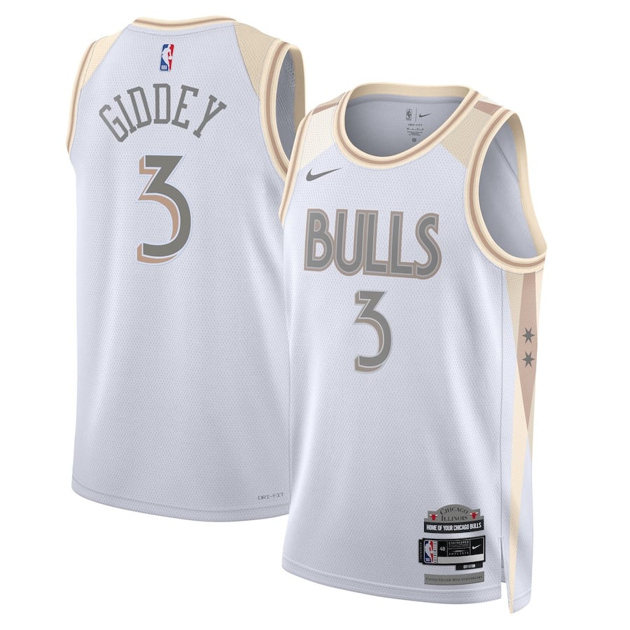 Josh Giddey 3 Chicago Bulls Unisex 2024/25 Swingman Player Jersey - City Edition - White