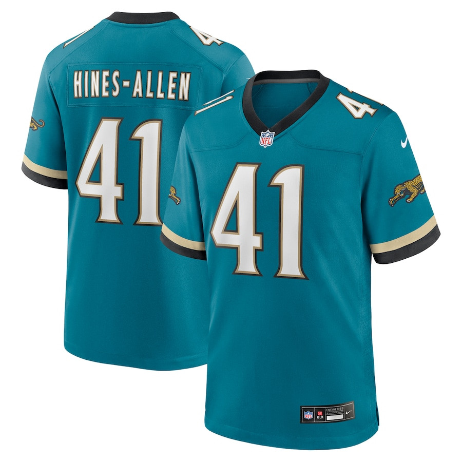 Josh Hines-allen 41 Jacksonville Jaguars Prowler Throwback Player Game Men Jersey - Teal Js4855