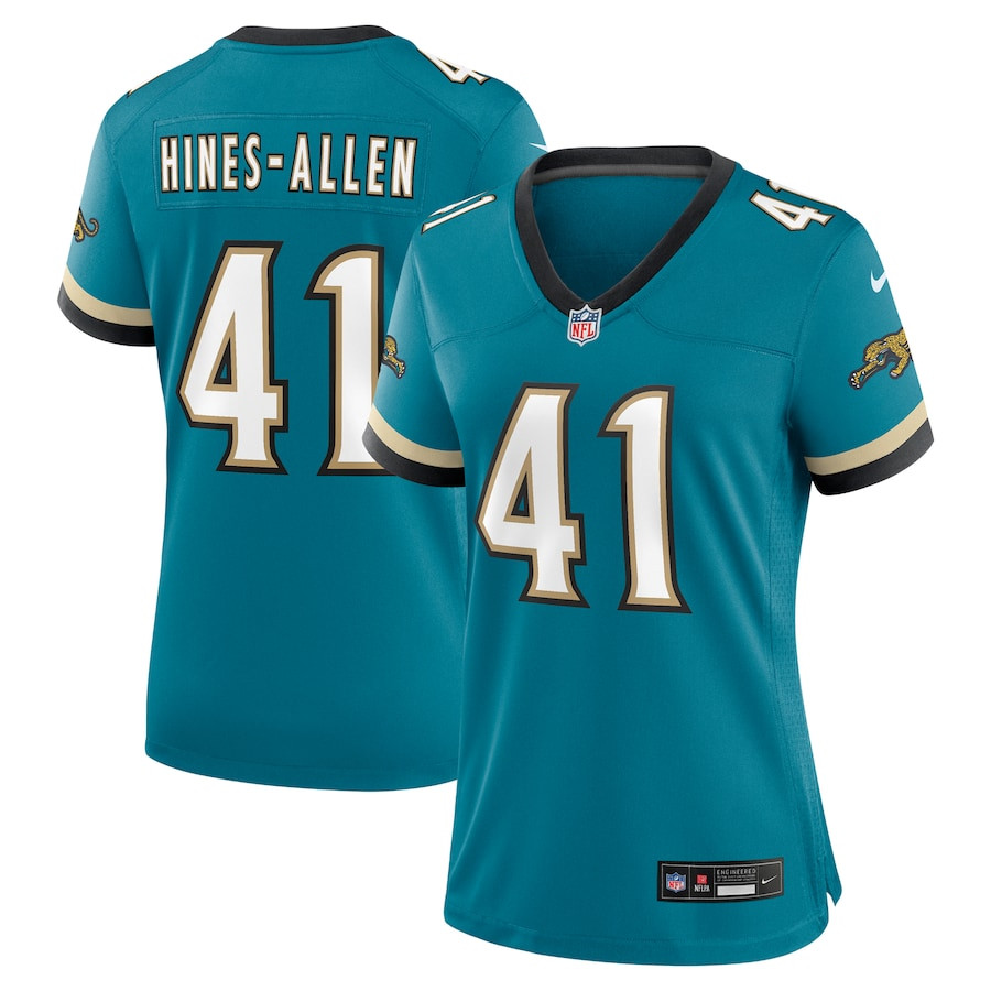 Josh Hines-allen 41 Jacksonville Jaguars Women's Prowler Throwback Game Jersey - Teal Js3330