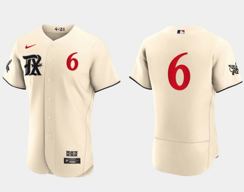 Josh Jung 6 Texas Rangers 2023 City Connect Flex Base Elite Jersey - Cream