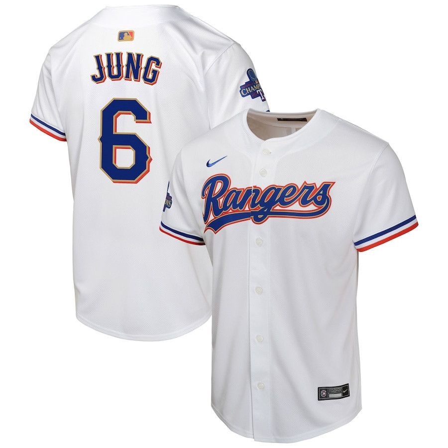 Josh Jung 6 Texas Rangers 2024 Youth Gold Collection Limited Jersey - White