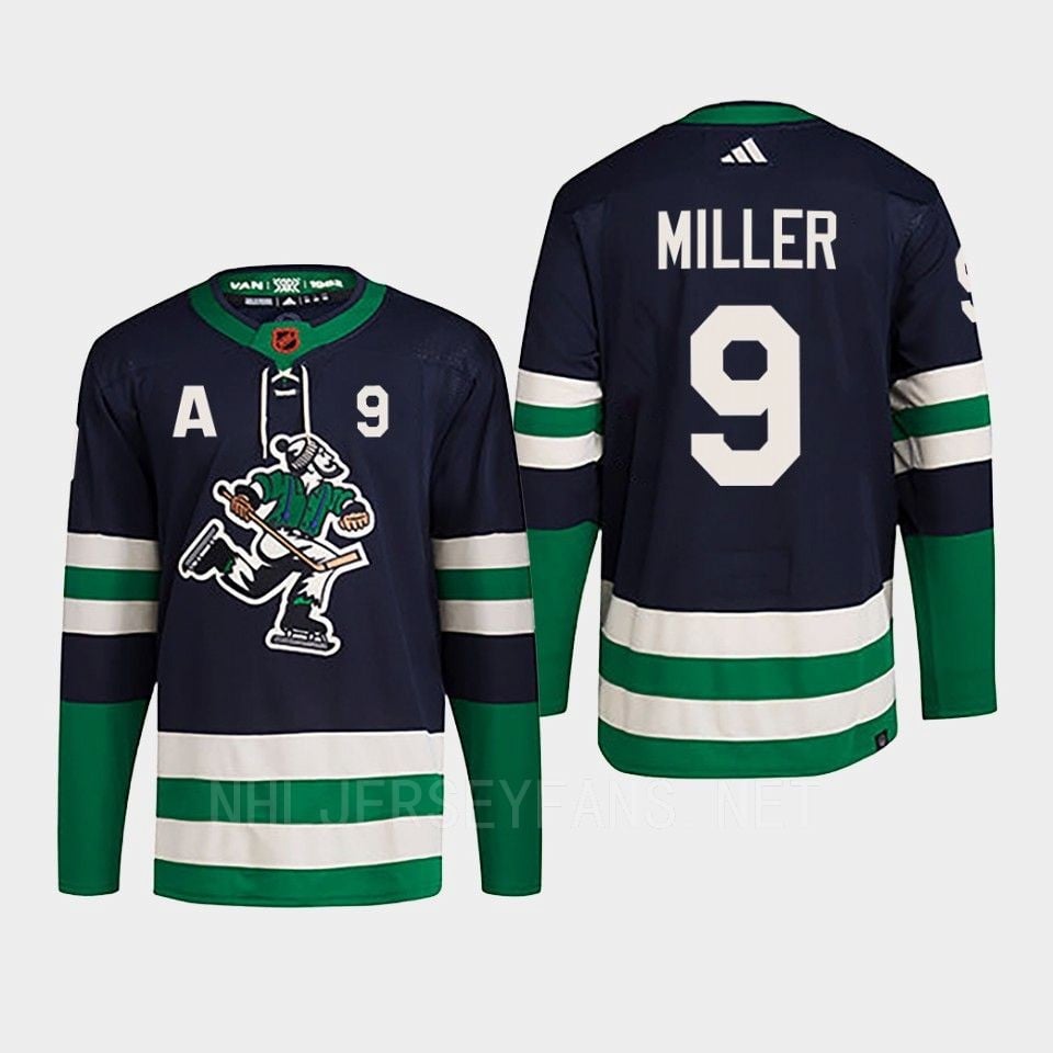 J.t. Miller 9 Reverse Retro 2.0 2022 Vancouver Canucks Navy Jersey Primegreen