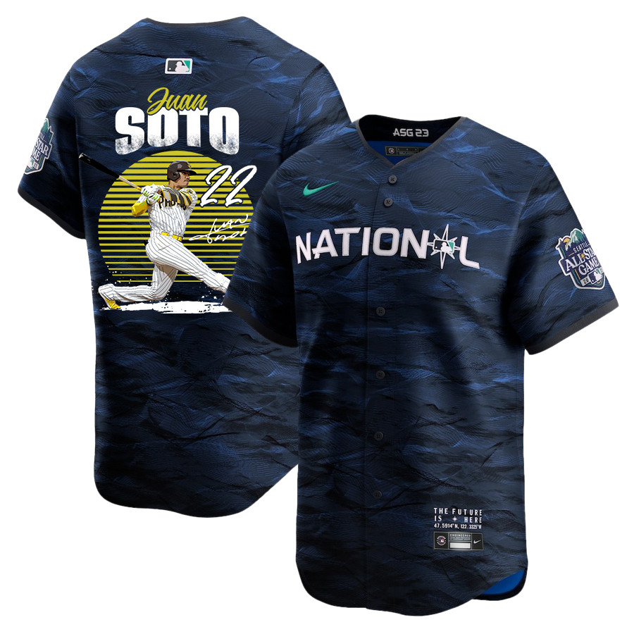 Juan Soto 22 San Diego Padres Signed Hit 2023 All-star Game Limited Player Men Jersey - Royal