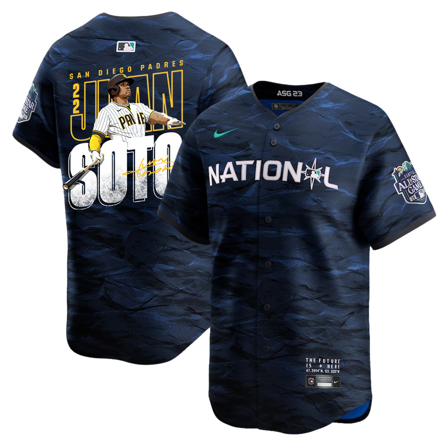 Juan Soto 22 San Diego Padres Signed Posture 2023 All-star Game Limited Player Men Jersey - Royal