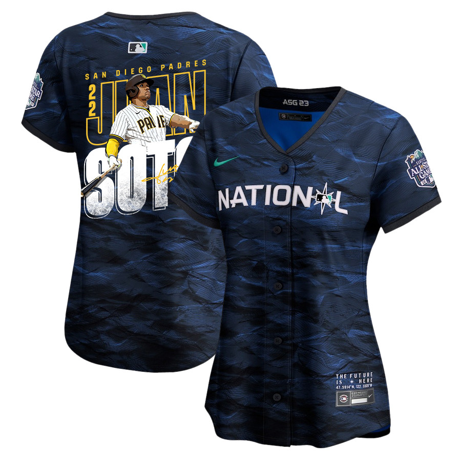 Juan Soto 22 San Diego Padres Signed Posture 2023 All-star Game Limited Player Women Jersey - Royal