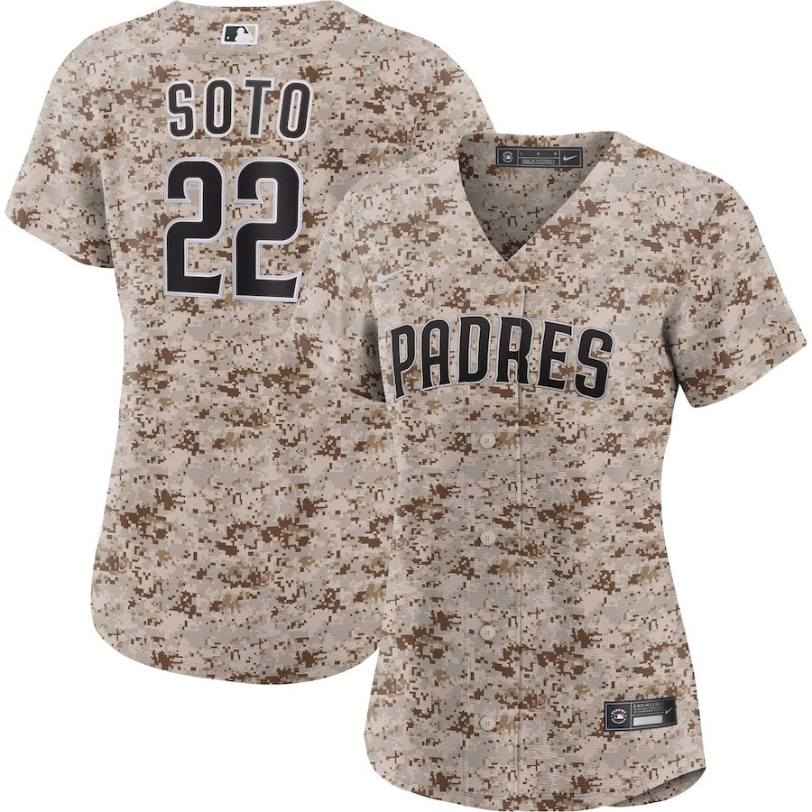 Juan Soto 22 San Diego Padres Usmc Alternate Women Jersey - Camo