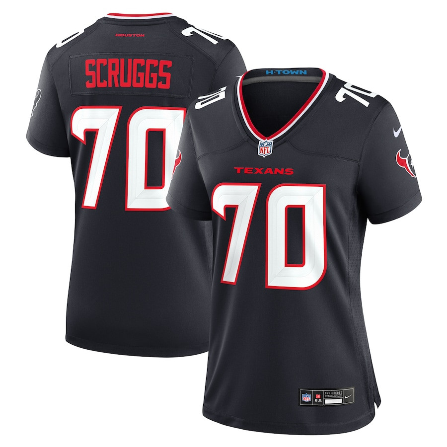 Juice Scruggs 70 Houston Texans Women's Team Game Jersey - Navy Js5433