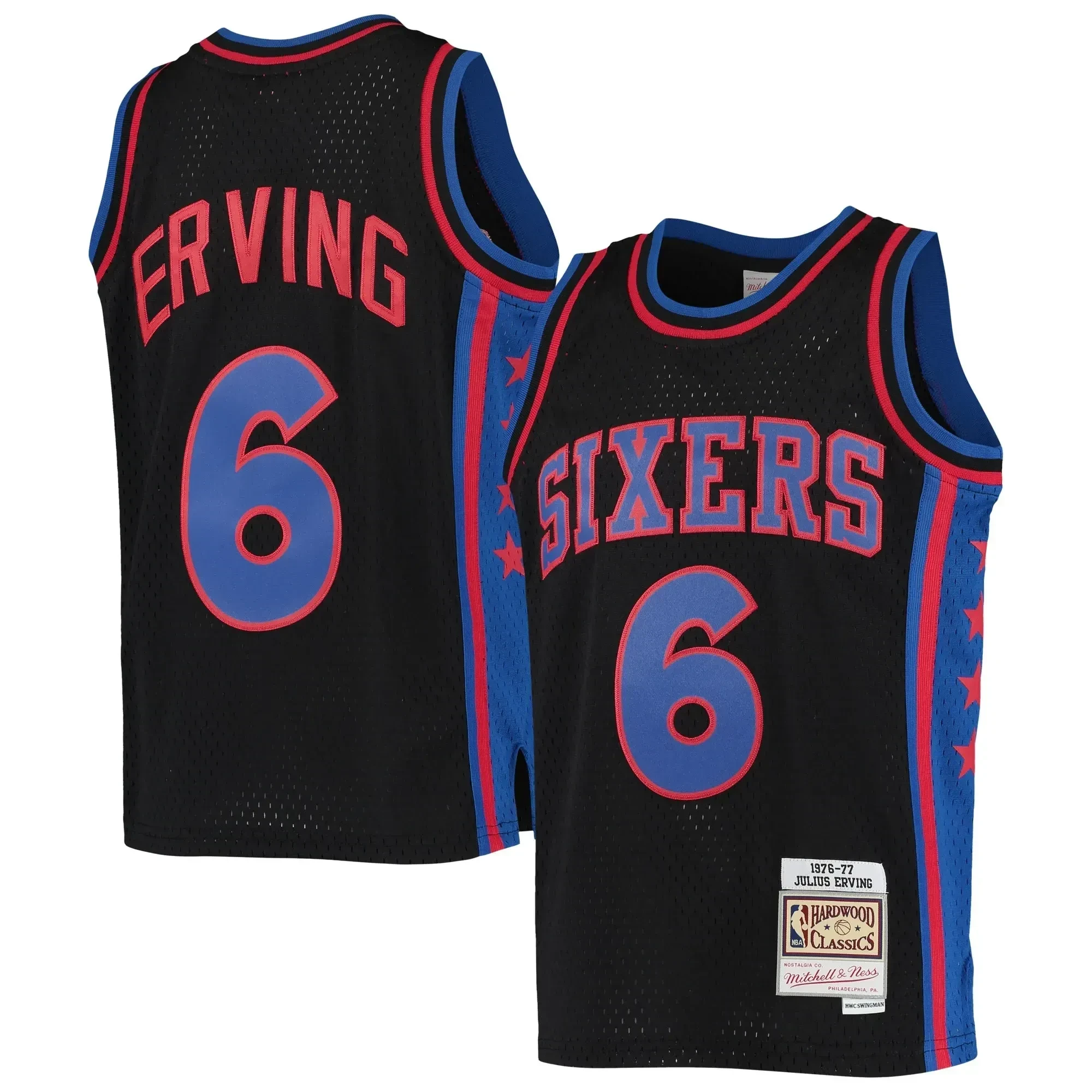 Julius Erving Philadelphia 76ers Mitchell & Ness 1976-77 Hardwood Classics Reload Jersey ??black